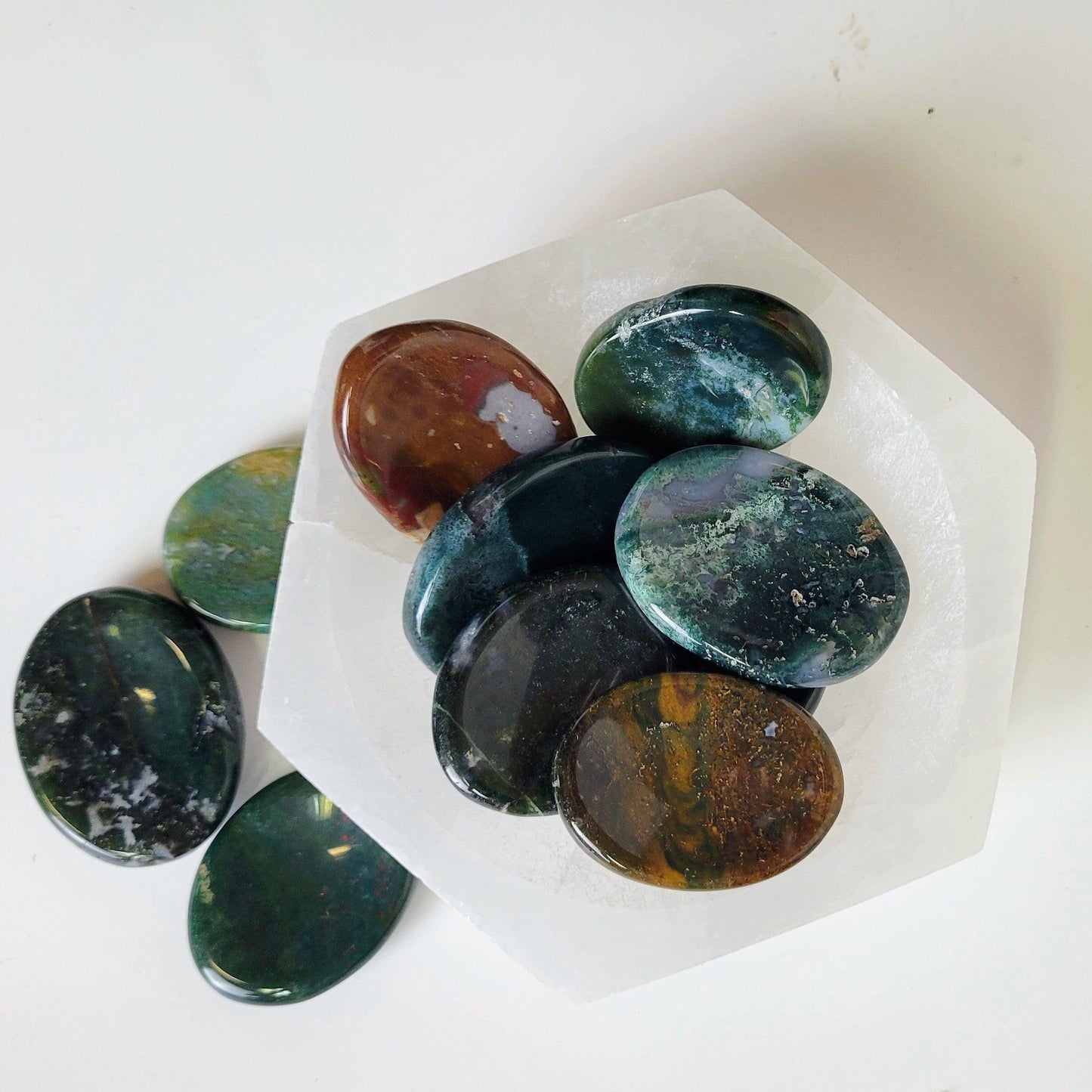 Moss Agate and Jasper Worry Stones - True West Outdoors
