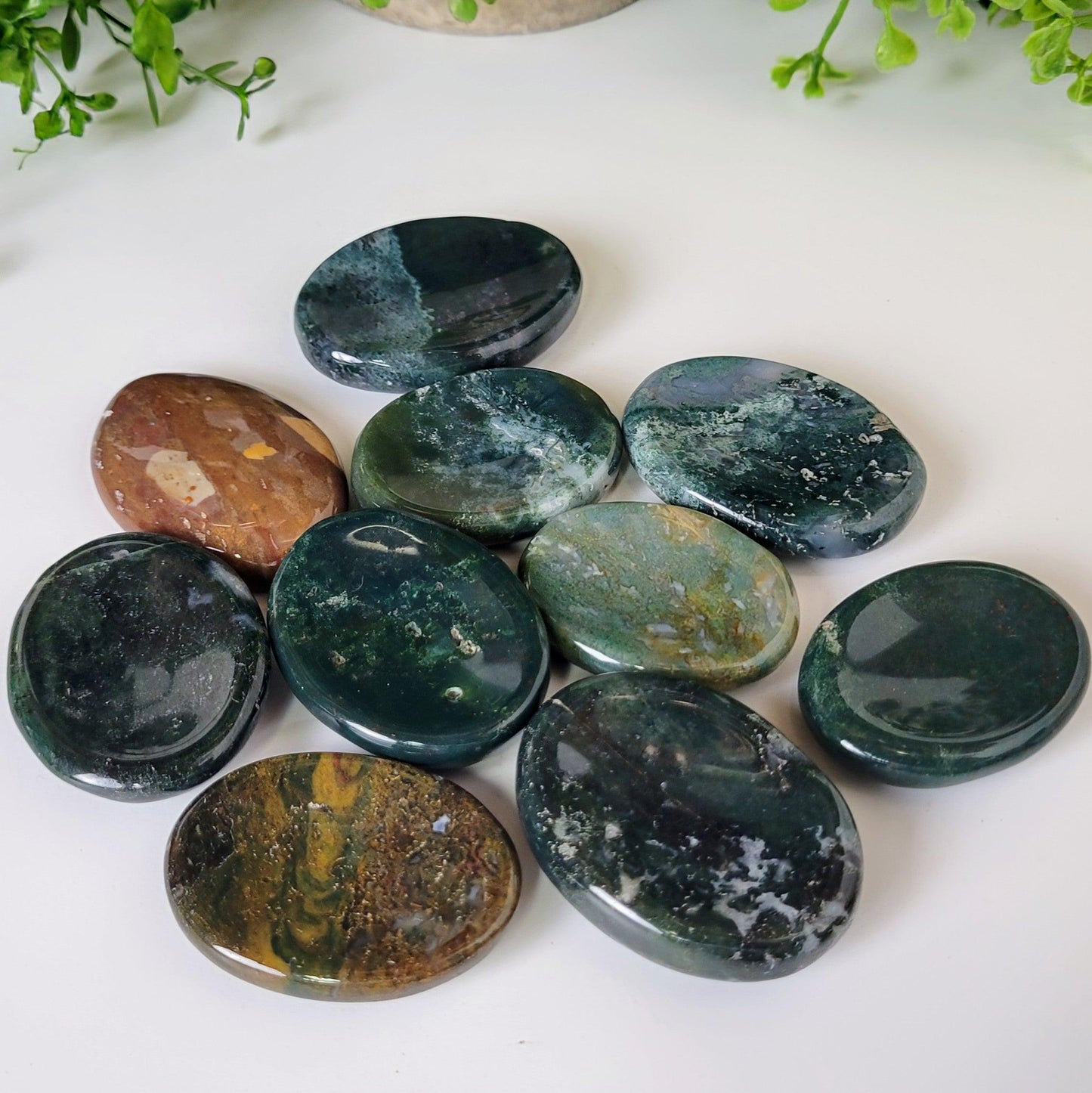 Moss Agate and Jasper Worry Stones - True West Outdoors