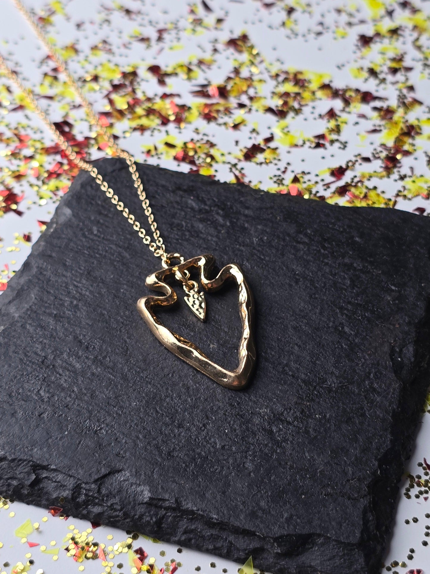 Gold Plated Stacked Arrowhead Necklace - True West Outdoors