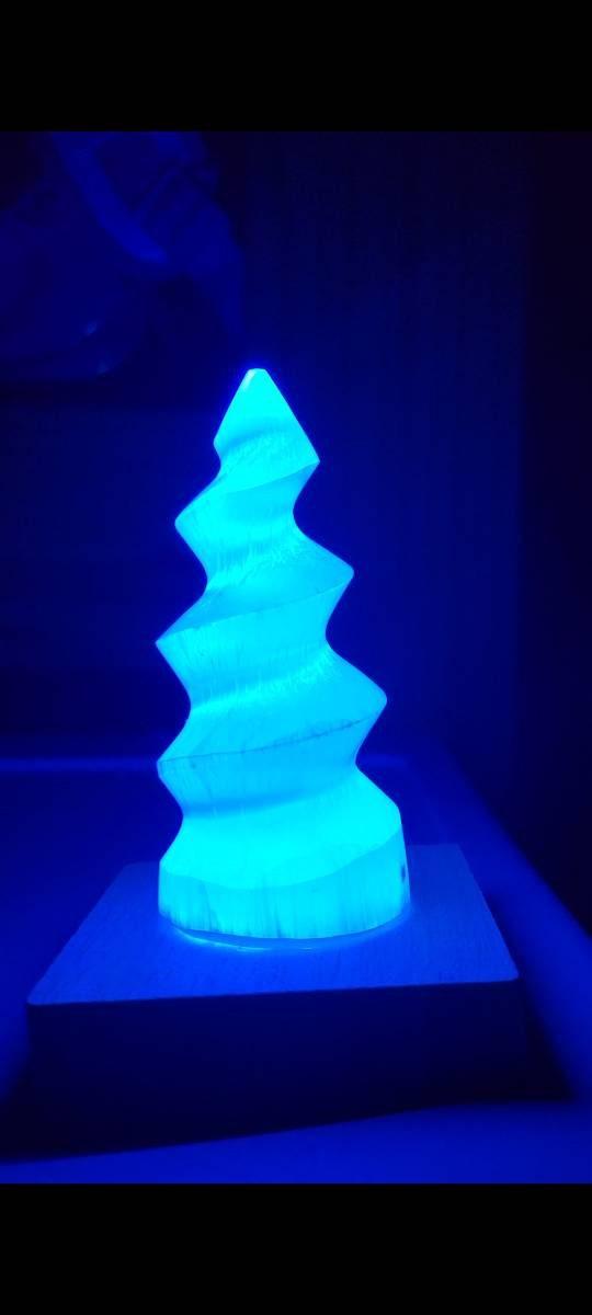 Selenite Light Unicorn Horn White/Multi-color with Wood Base - True West Outdoors