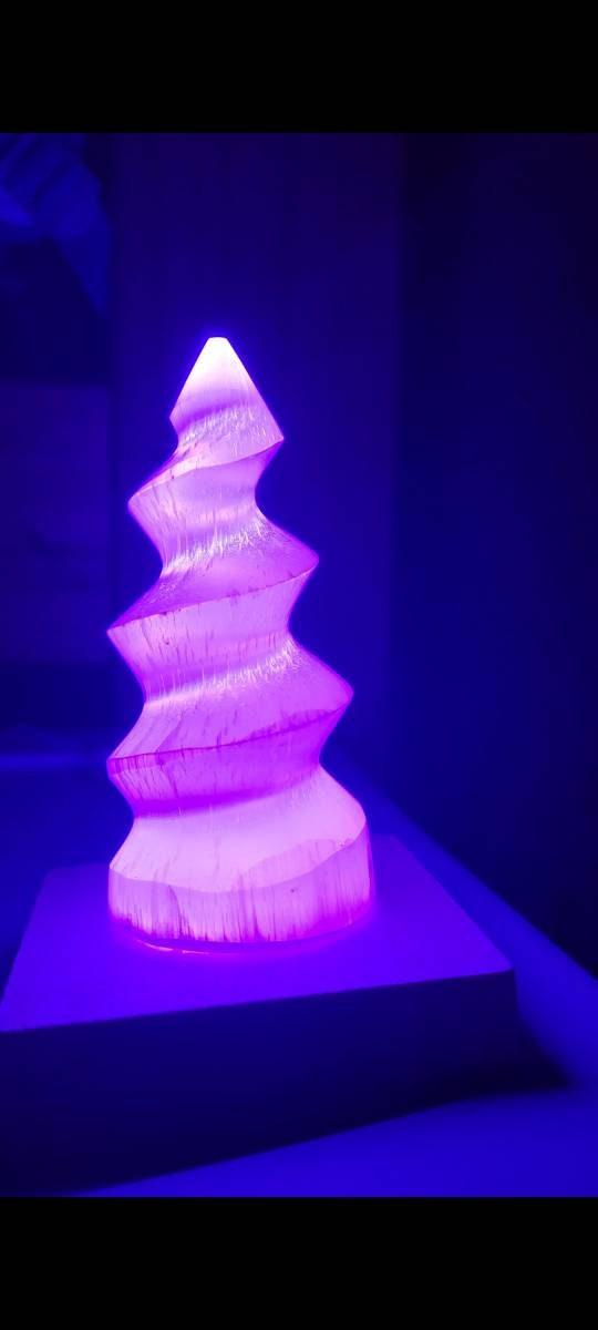 Selenite Light Unicorn Horn White/Multi-color with Wood Base - True West Outdoors