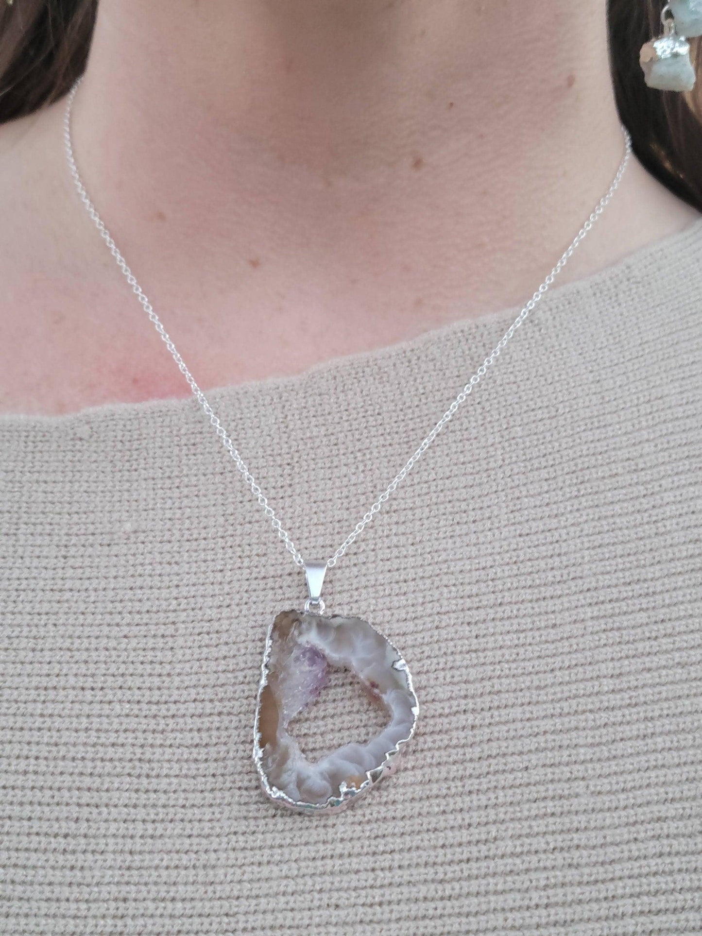 Agate Slice Necklace with Druzy - True West Outdoors