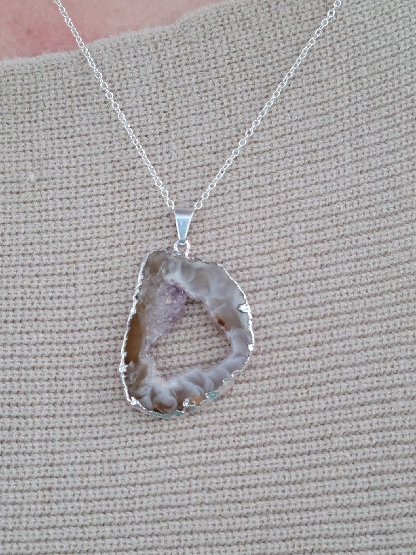 Agate Slice Necklace with Druzy - True West Outdoors
