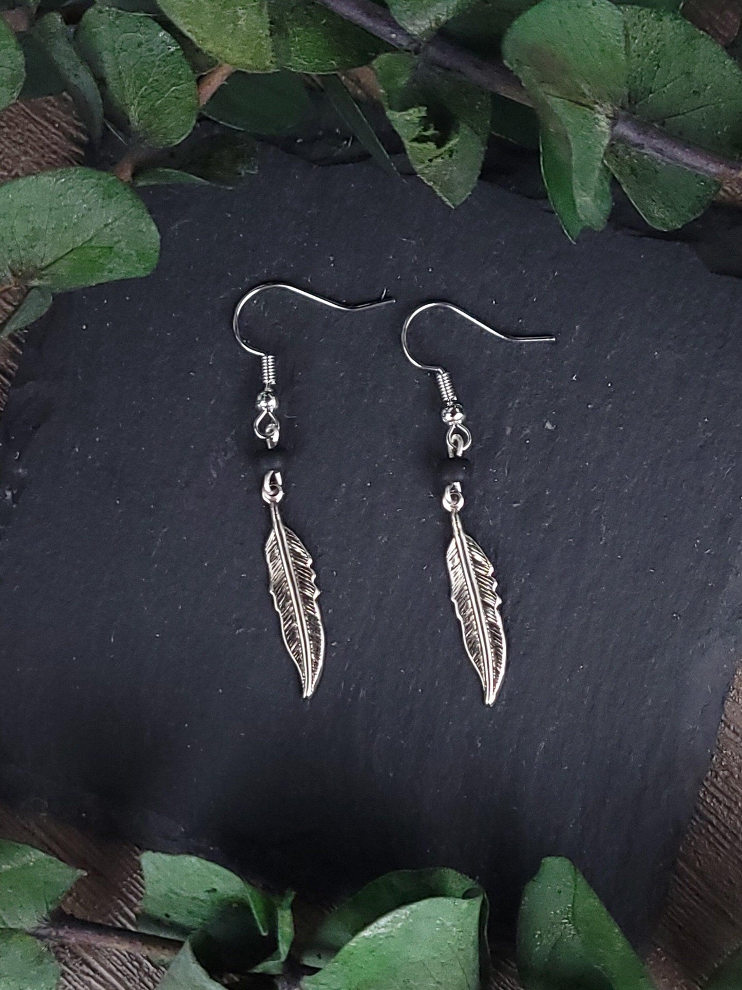 Silver Feather Earrings - Silver Plated - True West Outdoors
