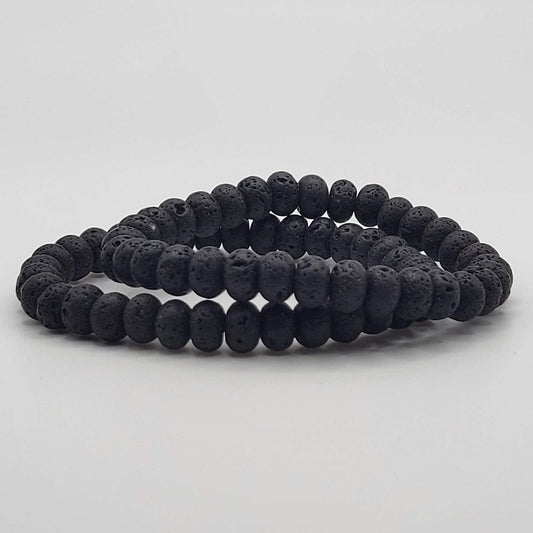 Black Lava Stone Rondelle Bracelet - True West Outdoors